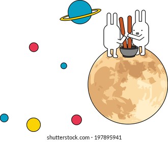 The view of rabbit on the moon 