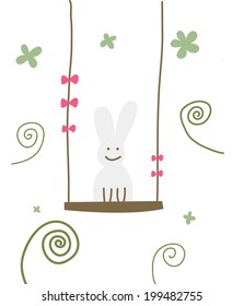 The view of rabbit on the swing  