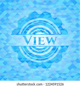View realistic light blue mosaic emblem