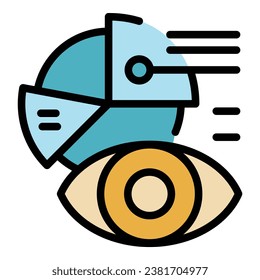 View report data icon outline vector. Chart market. Finance research color flat