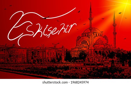 View of Resadiye Street and Resadiye Mosque in Eskisehir