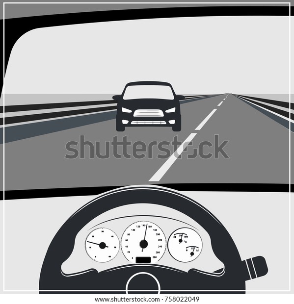 view of the road from the car interior
vector illustration.