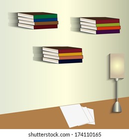 View room with books and a desk vector