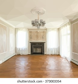 View in room with fireplace
