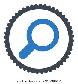 View round stamp icon. This flat vector symbol is drawn with smooth blue colors on a white background.