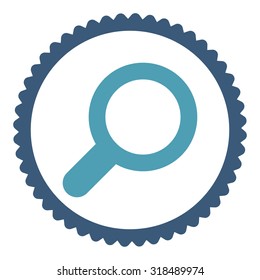 View round stamp icon. This flat vector symbol is drawn with cyan and blue colors on a white background.