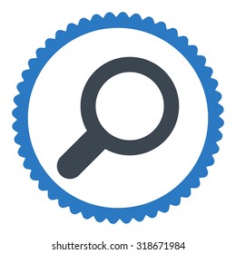 View round stamp icon. This flat vector symbol is drawn with smooth blue colors on a white background.