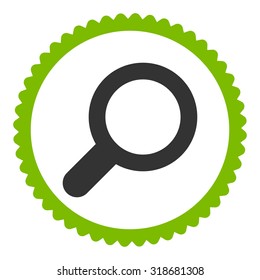 View round stamp icon. This flat vector symbol is drawn with eco green and gray colors on a white background.