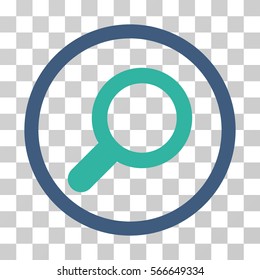 View rounded icon. Vector illustration style is flat iconic bicolor symbol inside a circle, cobalt and cyan colors, transparent background. Designed for web and software interfaces.