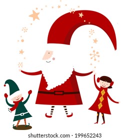 The view of Santa with children 