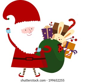 The view of Santa Claus with presents 