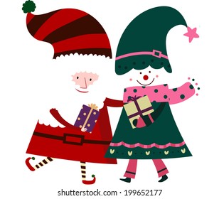 The view of santa with snowman 