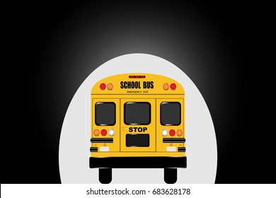 View of the school bus passing through the tunnel. Concept as light at the end of the tunnel