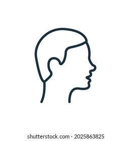 Symbol der Seitenmannlinie anzeigen. Männliche Haarstil Profil Linear Piktogramm. Männer gehen mit einem feinen Haar-Outline-Symbol. Bearbeitbarer Stroke. Einzelne Vektorgrafik.