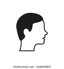 View Side Man Silhouette Icon. Male Hairstyle Profile Black Pictogram. Men Head with Refined Hair Icon. Isolated Vector Illustration.