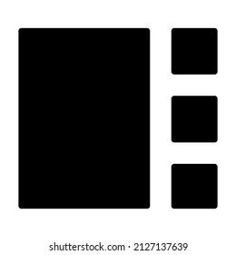 Ver ilustración vectorial aislada del icono de barra lateral en fondo blanco. Iconos vectoriales de diseño de estilo negro de alta calidad