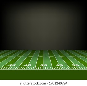 view from the sideline of an American football field. Vector illustration