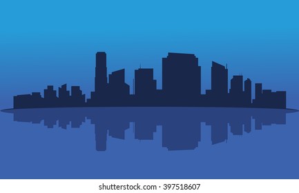 View silhouette of the city