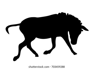 View of the silhouette of a moving zebra - digitally hand drawn vector illustration