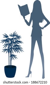 The view of silhouette woman is reading a book 