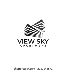 View Sky Apartment Building Vector Logo Design