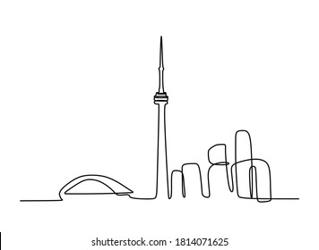 A view of Skyline  - Continuous one line drawing. Vector illustration
