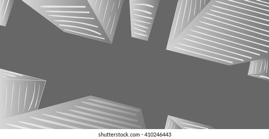 View of skyscrapers from a pedestrian review. High skyscrapers on a background of blue sky. vector illustration