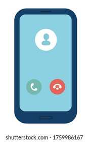 View of smartphone. Answer and end call buttons. Generic Incoming Phone Call Screen User Interface. Flat style design vector illustration.
