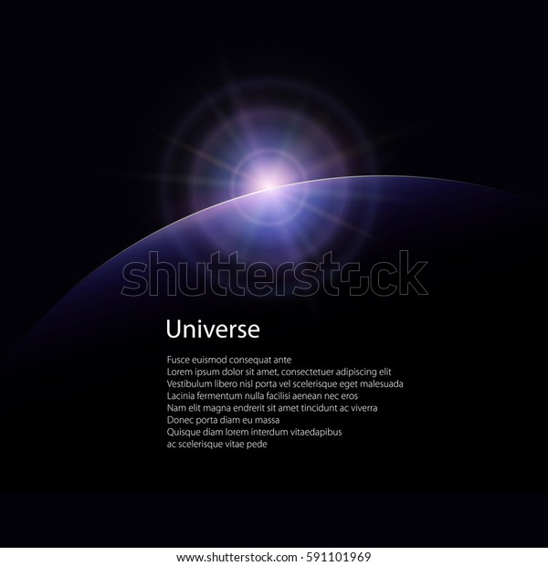 View from Space, Space\
Star Rises above the Planet, the Sun Rising over the Earth, Rays\
and Glare over the Planet Earth , Poster Brochure Flyer Design,\
Vector Illustration 