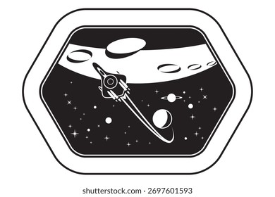 View from spaceship travelling over the Mars - vector illustration 