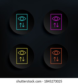 Ver estadísticas icono de conjunto de colores de placa oscura. Línea delgada simple, vector de contorno de iconos web para ui y ux, sitio web o aplicación móvil