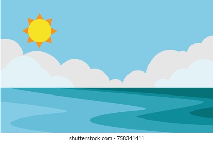 View of summer tropical sea view with cloud and sunshine for summer tropical relaxing vacation wallpaper