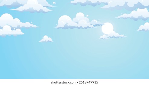 Sun Blue Sky diseño de ilustración de fondo de paisaje de día nublado 