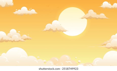 view Sunrise orange Sky cloudy evening day landscape background illustration design 