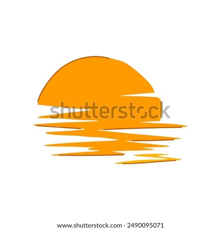 view sunset cartoon. blue evening, beautiful morning, ocean nature view sunset sign. isolated symbol vector illustration
