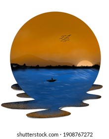 the view of the sunset in a semicircle