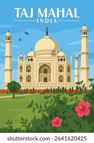 View of taj mahal agra india vector