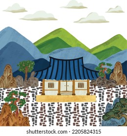 View of the temple on the mountain