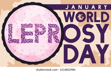 View through microscope lens of Mycobacterium Leprae and affected skin, promoting awareness and research during World Leprosy Day on January.