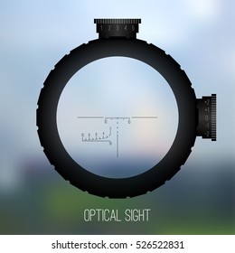 View Through A Rifle Scope With SVD Reticles. Optical Crosshairs. Vector Crosshairs Illustration.