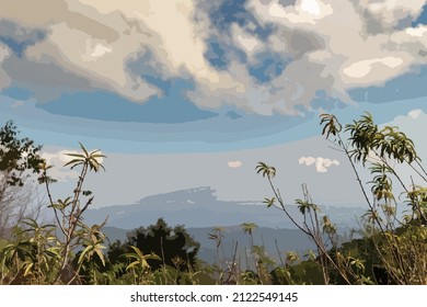 view from the top of the mountain with beautiful sky