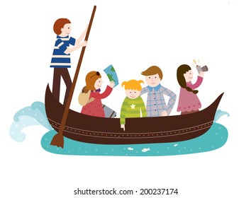 The view of tourist on the boat 