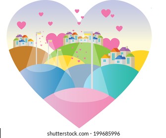 The view of town in the heart 
