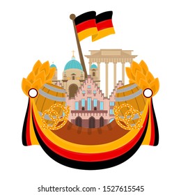 View of traditional german objects with famous buildings. Travel to Germany - Vector