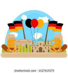 View of traditional german objects with famous buildings. Travel to Germany - Vector