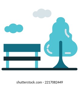 view of the tree in the park and the chairs under it