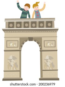 The view of triumphal arch in paris 