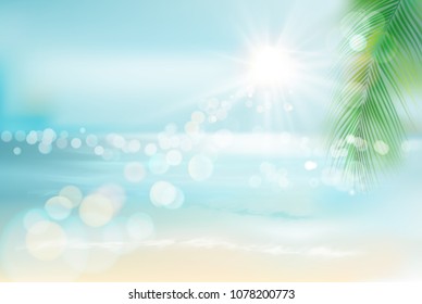 View of a tropical beach. Vector Illustration. 