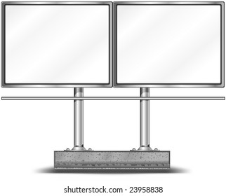 View of two blank highway billboard for advertising, construction, illustration