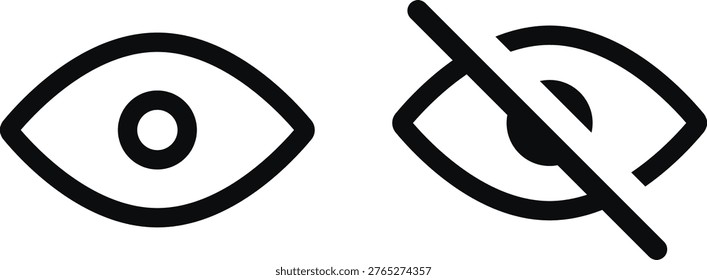 view and unview eye icon set. eye icons set. See and unsee symbols. Show password and hidden password icon collection
